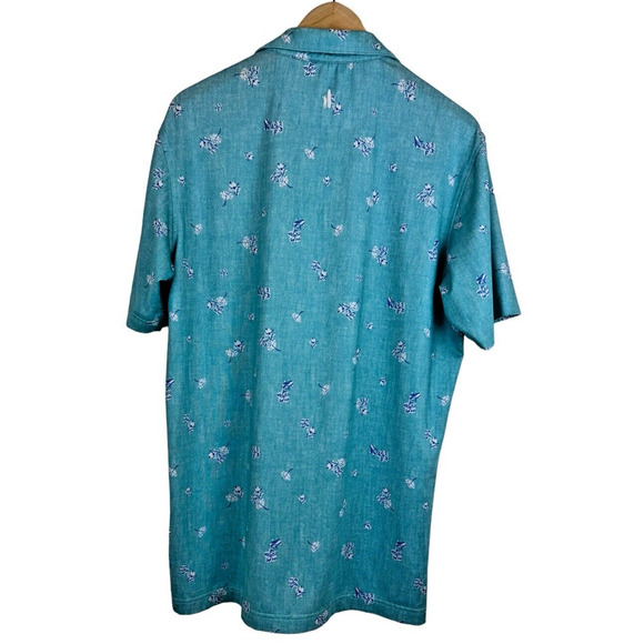 Johnnie O Polo Shirt Men's M Blue Floral Mosaic Golf Stretch Performance - Picture 4 of 4